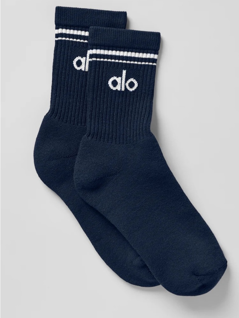 ALO Yoga Unisex Throwback Half Crew Navy Blue Crew Athletic Socks Large